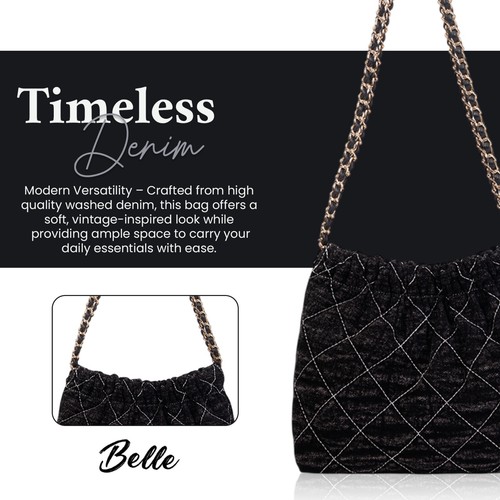 Bolso de hombro de mezclilla lavada Rowan para dama con cremallera en todo el cuerpo Bolso para mujer Cartera - Imagen 7 de 29