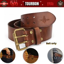 TOURBON Leather Tool Carry Belt 2inch Workshop Rig Belt Adjustable Heavy Duty-UK
