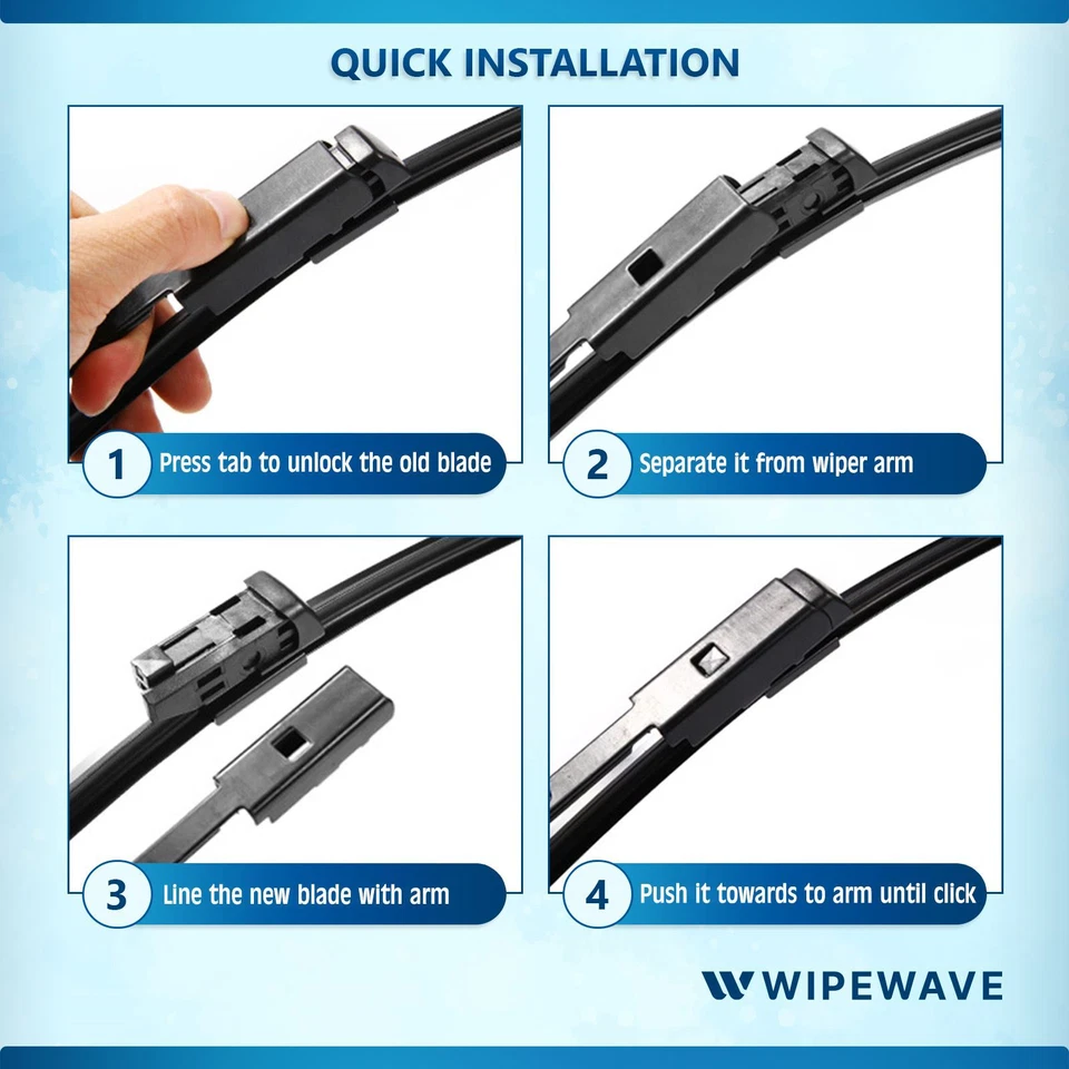 2pcs Wiper blades Set for Mercedes C-Class 14-21 Front Windscreen | WipeWave - Image 3 of 4