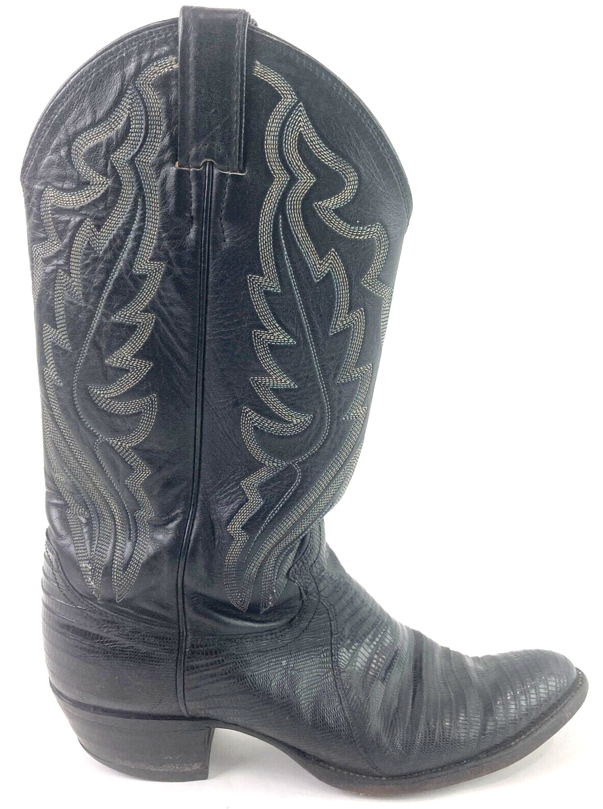 Justin Men's Black Lizard Exotic Cowboy Boots Style 8313 Size 8 B Western