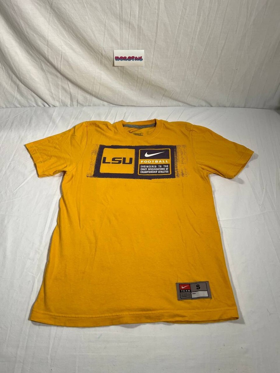 LSU Nike Tigers Shirt T-Shirt Mens Football Yellow Size Small 