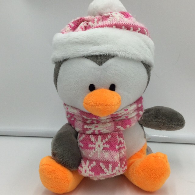 stuffed penguin with scarf