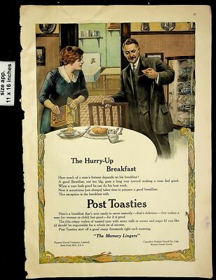 1912 Post Toasties Cereal Vintage Print Ad 18839