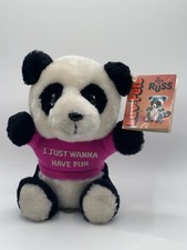 Vintage Russ Berrie Luv Pets Plush Black White Panda with Tag 1979