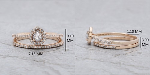 0.23 Ct Pear Cut Salt And Pepper Diamond Ring 14K Rose Gold Engagement Gift Ring - Picture 9 of 10
