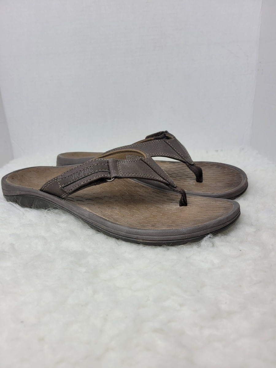 Vionic Brown Orthaheel Thong Mens Size 9 Sandal Flip Flop  display picture 3