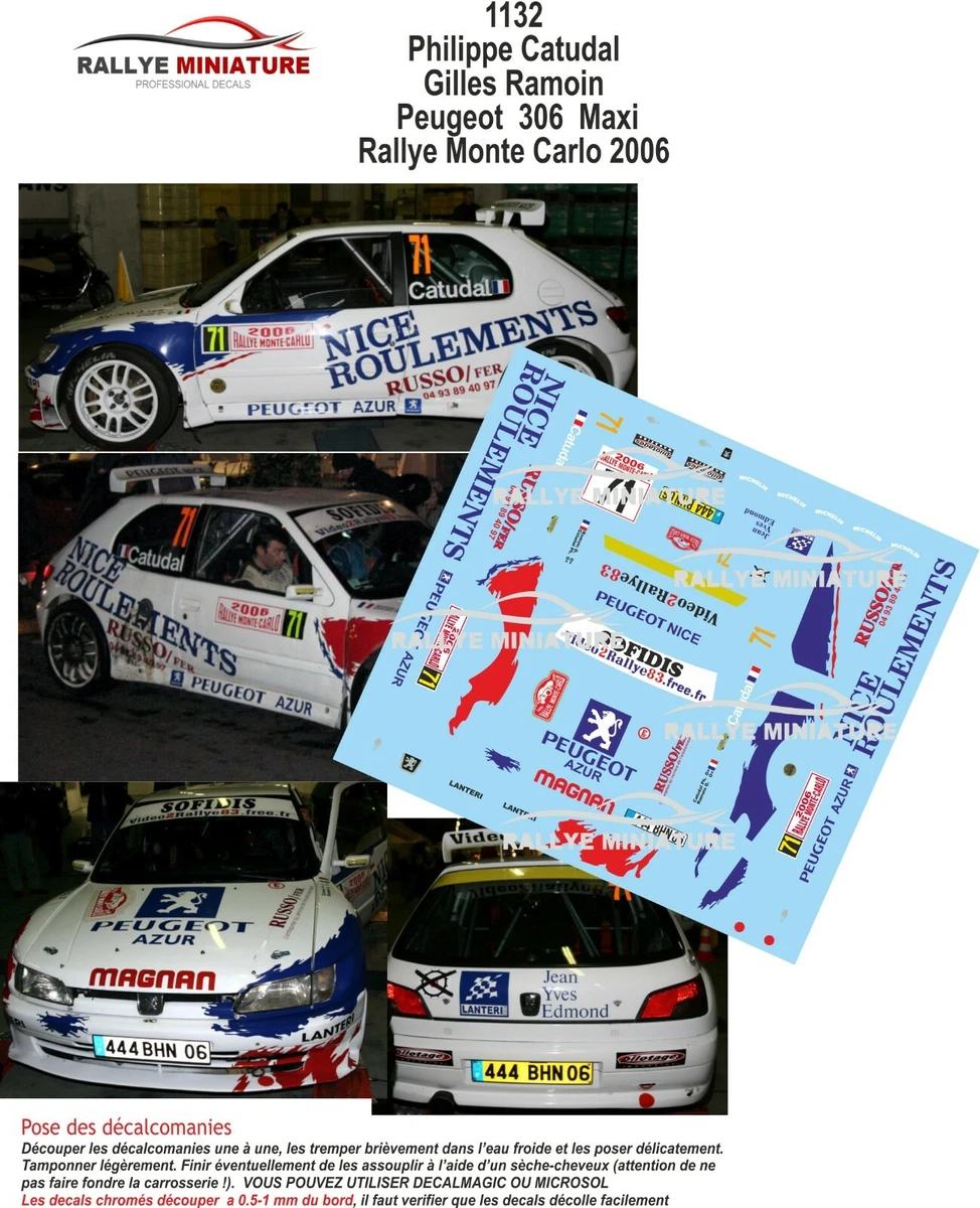 Décalcomanies 1/32 Peugeot 306 Maxi Henny - Rallye Monte-Carlo 1998 WRC - Réf. 0135