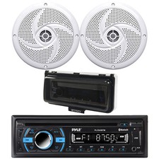 Pyle PLCD43BTM Marine Bluetooth CD Receiver, 2x 5.25" 180W Speaker, Cover White 