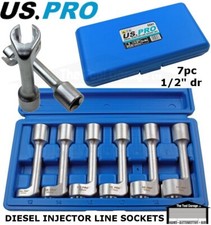 US PRO Tools 6 Piece 1/2" Drive Diesel Injector Line Socket Set 12 - 19mm  5591