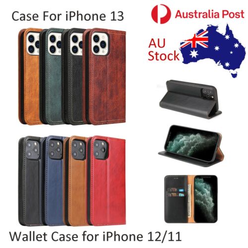 For iPhone 13 12 11 Pro Max Mini Wallet Case Magnetic Leather Cover Card Holder