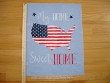 Patriotic My Home Sweet Home Stars Strips Cotton Quilt Fabric Block