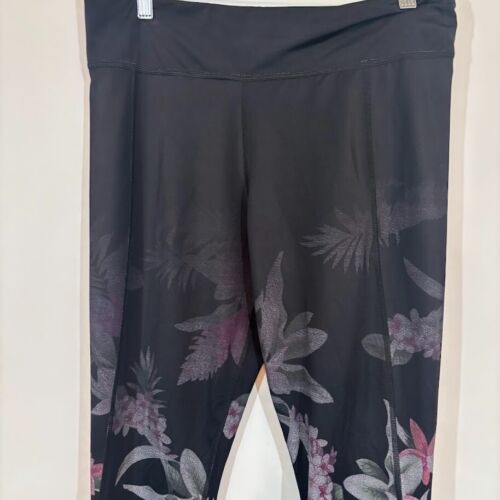 Leggings Tommy Bahama Island Nero Floreale Capri Allenamento Palestra Tg M - Foto 2 di 6