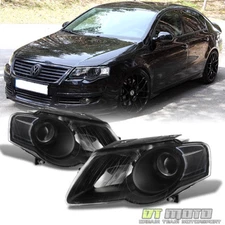 Black 2006-2010 Volkswagen Passat Headlights Lights Replacement Left+Right 06-10
