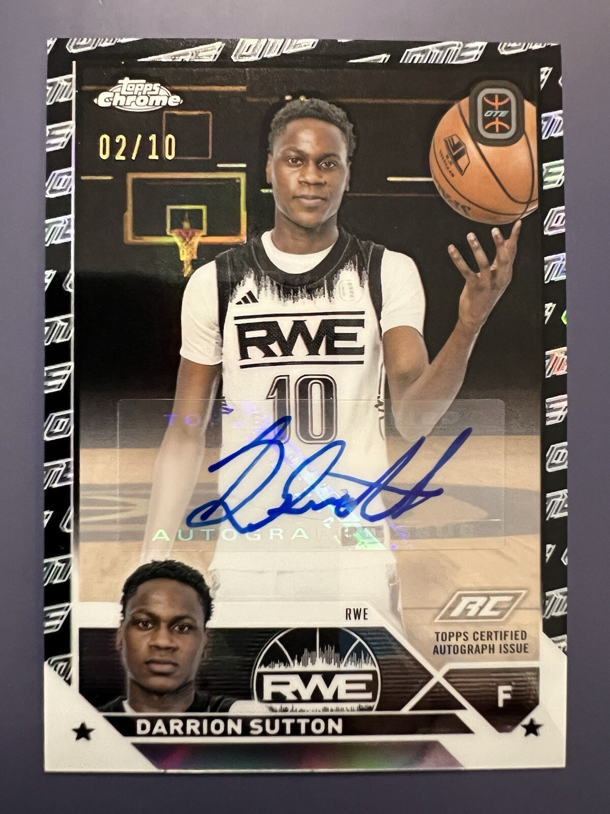 2023-24 Topps Chrome OTE Darrion Sutton Black & White OTE Auto ...
