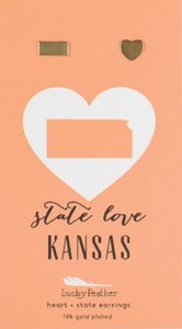 Authentic Kanas - Lucky Feather Heart + State Earrings 14k Gold Plated State Love