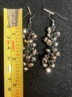 SILVER FACETED CLUSTER BEAD PENDANT EARRINGS 2.25 " LONG — photo 2