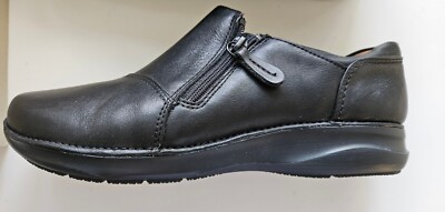 Clarks Ladies Unstructured Appley Zip Black Leather Size UK E