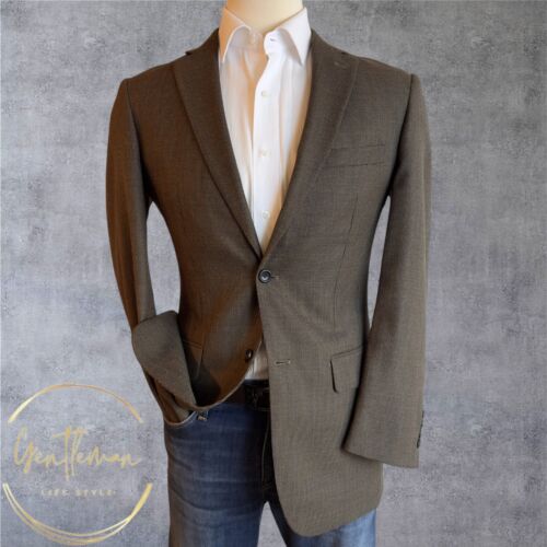 PRONTO UOMO Mens Blazer Sport Coat Two Button Jacket 39L 100% Wool Brown Suits - Picture 2 of 13