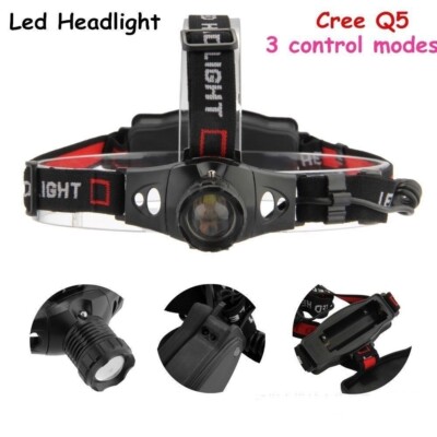5000LM 3 Modes 5 LED Waterproof Headlight Headlamp Zoomable Torch NEW
