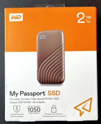 WD My Passport  Speicher - 2 TB SSD - 2,5 Zoll extern - Gold - 2 TB SSD 2.5 Zoll
