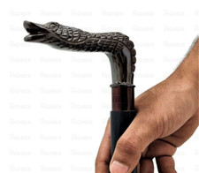 Antique Finish Dragon Snake Head Handle Wooden Walking Stick Cane Best Gift