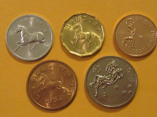 Horse coin set 5 coins uncirculated India Norway animal coin nice starter set.