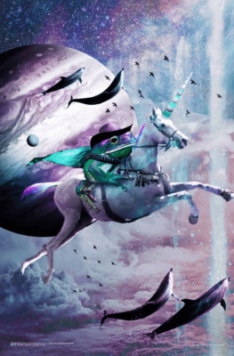 Frog Riding Unicorn by James Booker Mini Poster - 11'' x 17''