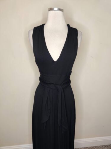 Vanessa Virginia Anthropologie Black Jersey Capuchina Maxi Dress Petite Small SP - Picture 3 of 10