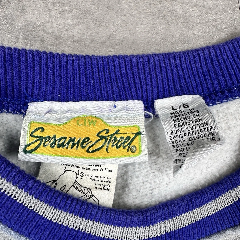 Sudadera vintage Sesame Street Elmo para hombre grande gris años 80 cosquillas retro Foto 2 de 4