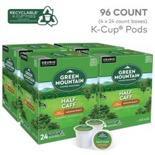 Green Mountain Coffee Half-Caff Keurig K-Cup Pod Medium Roast 96 /24 Count Half