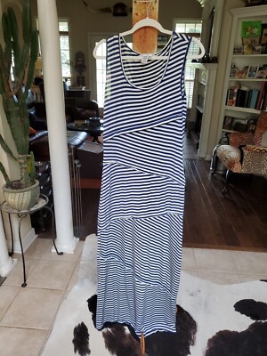 knee length dresses for ladies Mackenna Navy Stripe Halter Smock Back Maxi Dress Xs / US 2 main image 0