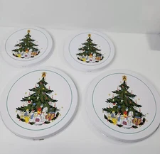 Vintage Stove Burner Covers Christmas Tree Design Enamel Set of 4 