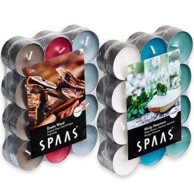 24er Pack SPAAS Duftteelichter 4,5h  Alu Teelichte 3-farbig Duftkerzen