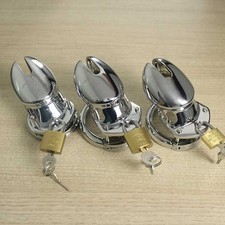 Male Metal Chastity Cage Penis Cage Device Bondage Ring Lockable Restraints BDSM