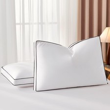 Goose Feather Down King Bed Pillows 2 Pack, Luxury Hotel Collection Pillows S...