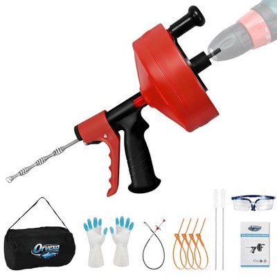Orvexa Drain Snake 50 Ft Drill Attachment Auto Feed 1/4 Inch Plumbing Snake For