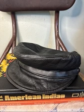 Vintage 70s 80s BICK Leather Biker Hat Village People Size 7