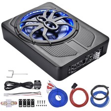 10'' 800W Untersitz Aktiv Subwoofer + Kabelset Auto Bassbox Kompakt Lautsprecher