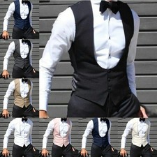 Slim Fit Man Vest Button Down Waistcoat Formal Business Suit Vest Wedding Groom