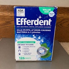 Efferdent Anti-Bacterial Dental Appliance Cleanser 126 Tablets Minty Fresh Value