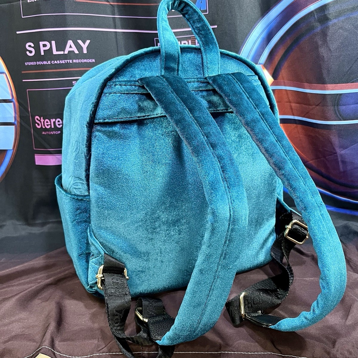 BETSEY JOHNSON Velvet Velour Roses Tear Drop Backpack Purse 