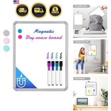 Small White Board Dry Erase, 14'' x 11'' Magnetic Dry Erase Board, Mini White...