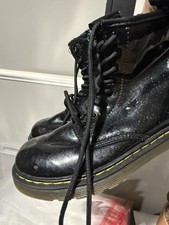 Black Glitter Combat Boots with Yellow Stitching- girls size 2