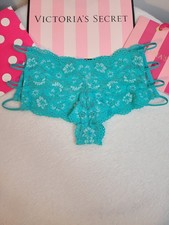VTG Victoria's Secret Aqua Stretch Lace Strappy Cut-out Side Boyshort Panty Sz M