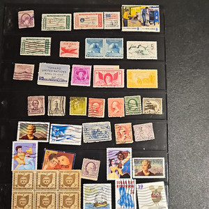 42 US Used Postage Stamp Lot Off Paper On Stock Page Machine Cancel 3c-39c