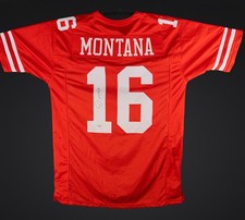 Joe Montana Autographed Red Jersey Tri-Star Certified Sticker #7759561