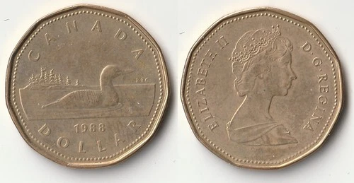 1988 Canada 1 dollar coin