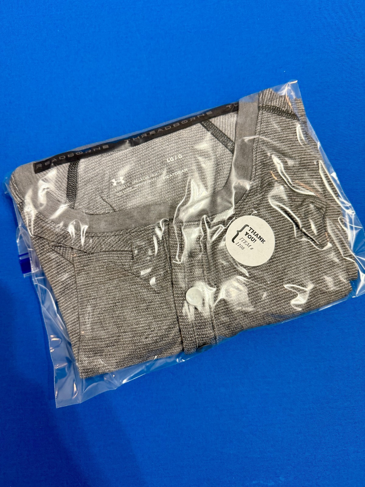 Under Armour Threadborne Henley Men's Large Gray HeatGear Waffle Knit thumbnail 7