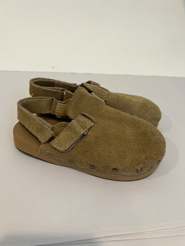 ZARA Kinder Kleinkind hellbraun Wildleder Leder Clog Sandalen Größe 27 US 10,5