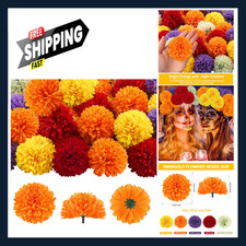 Artificial Marigold Flowers Bulk 50pcs 2.75 Inch Silk Flower Heads for Diy